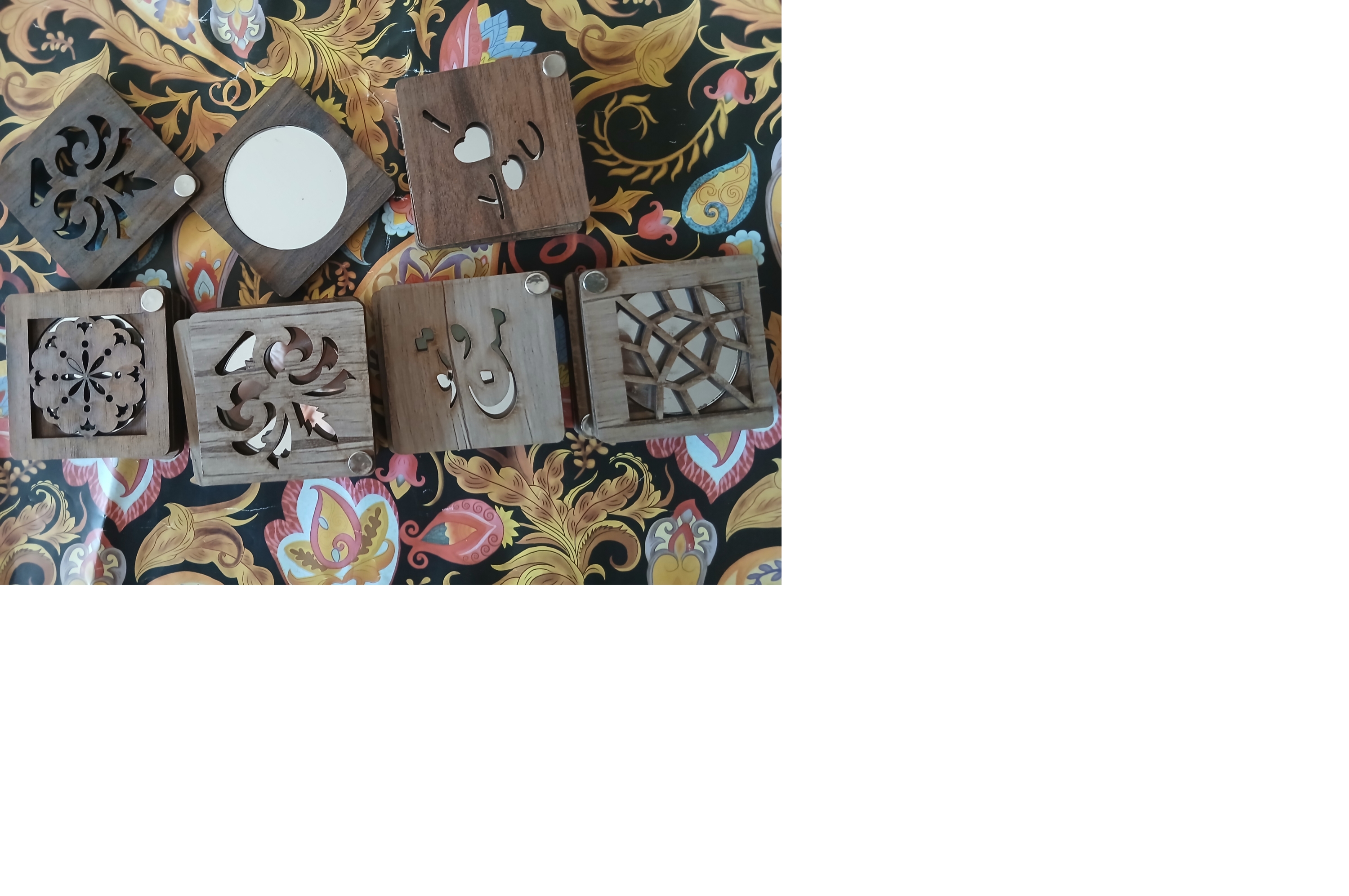 آینه منبت کاری ،چوب،۶در ۶ سانت