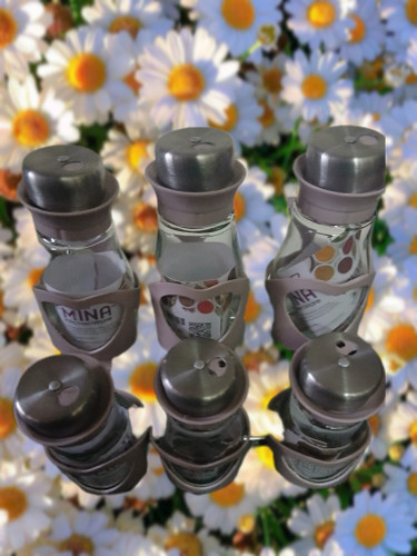 جا ادویه 6 عددی رومیزی همراه استند فلزی، طول 11س