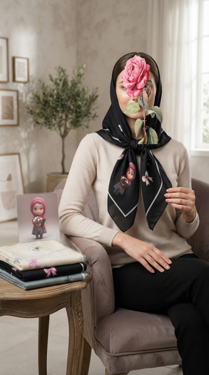 روسری دخترانه نخی سایز 70 در 70
